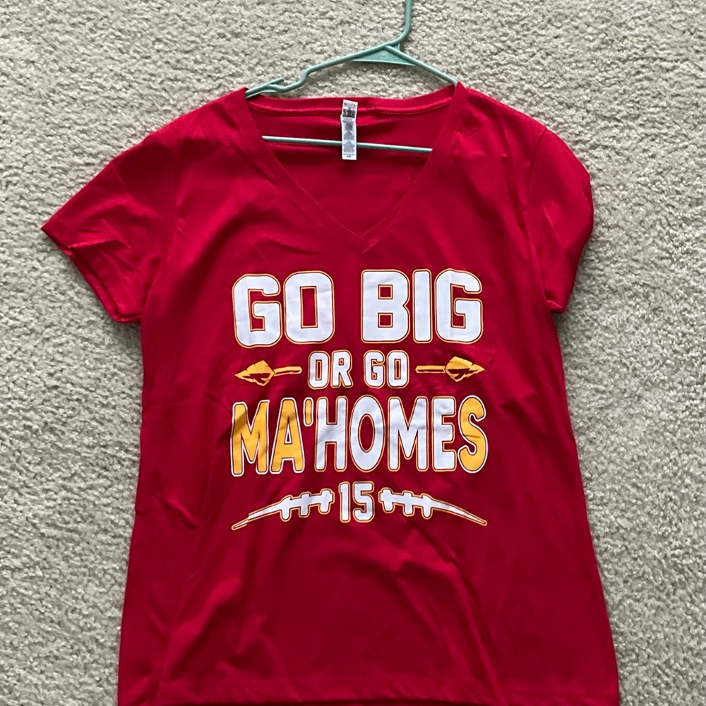 Red Graphic Tee with Bold Text NWOT